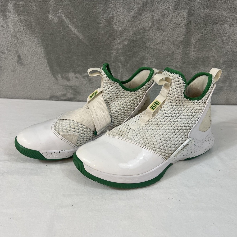 Nike Shoes Mens Size 8 White Green Basketball Mid Top Strap Sneakers 2017